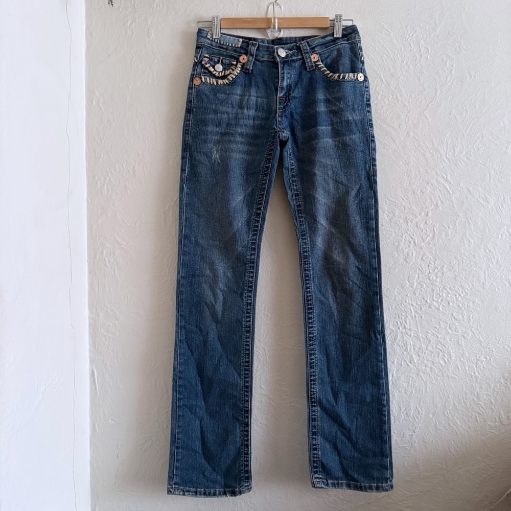 True Religion Low-Rise Blue Denim Straight Leg Jeans Size 30